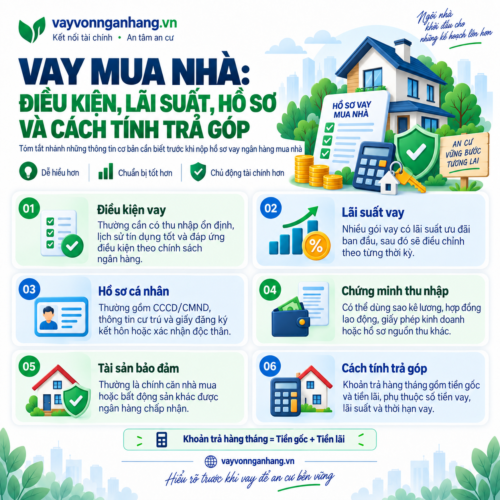 Vay mua nhà: Điều kiện, lãi suất, hồ sơ và cách tính trả góp