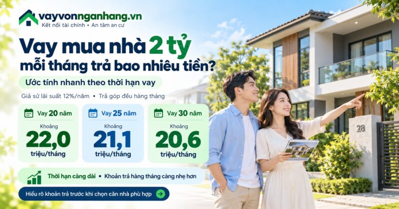 Vay mua nhà 2 tỷ mỗi tháng trả bao nhiêu tiền?