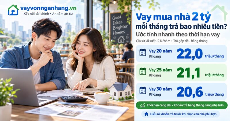Vay mua nhà 2 tỷ mỗi tháng trả bao nhiêu tiền?