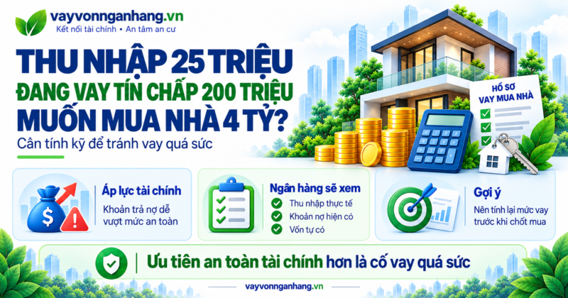 Thu nhập 25 triệu vay mua nhà được bao nhiêu?