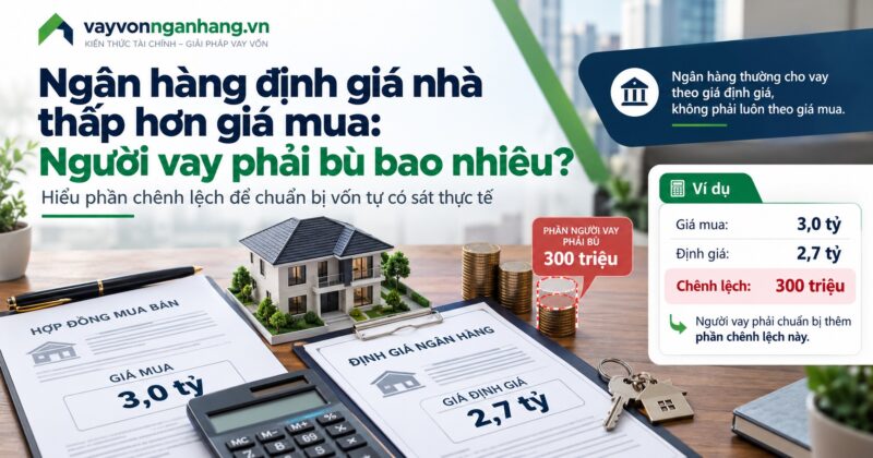 Ngân hàng định giá nhà thấp hơn giá mua: Người vay phải bù bao nhiêu?