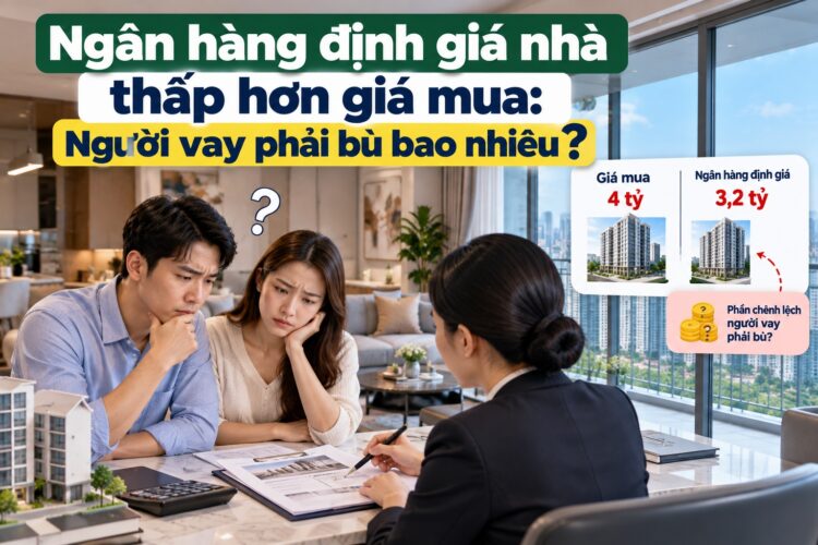 Ngân hàng định giá nhà thấp hơn giá mua: Người vay phải bù bao nhiêu?